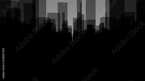 Flythrough a  dark Virtual City with a Background in Gray in 4K, useful for TV-Shows, Broadcasting, Events, Stage Backgrounds and many other applications...