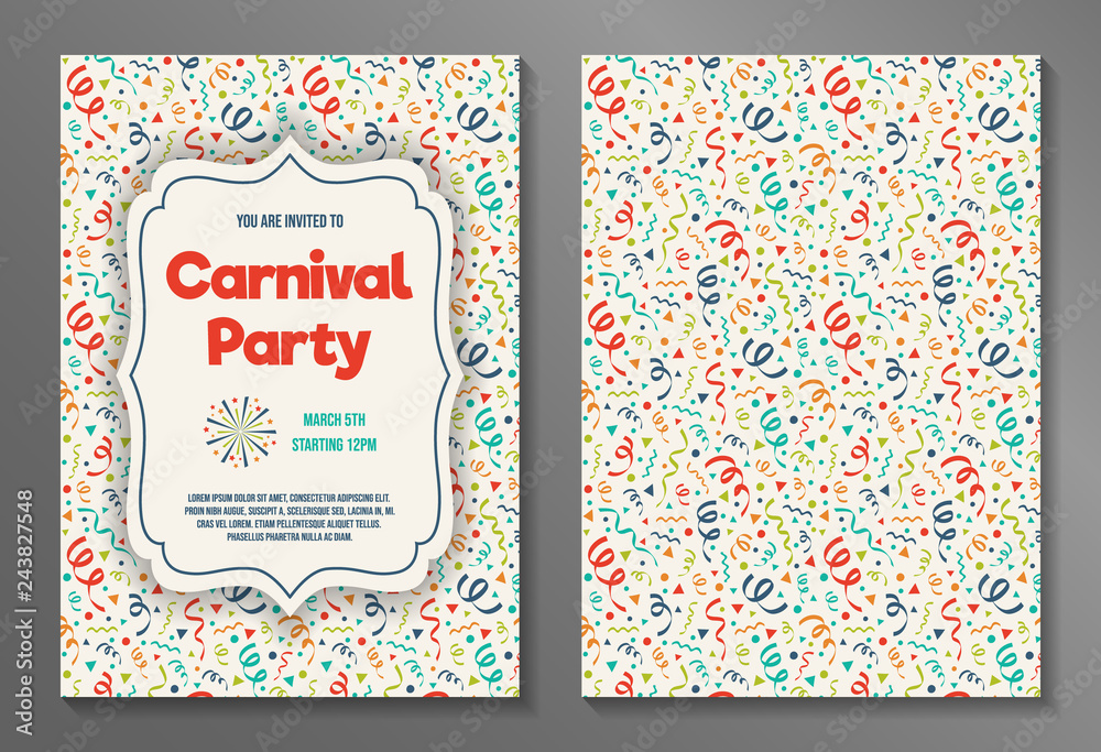 Set with Carnival Party invitations. Vector