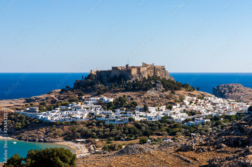 panoramic view of Lindos greece