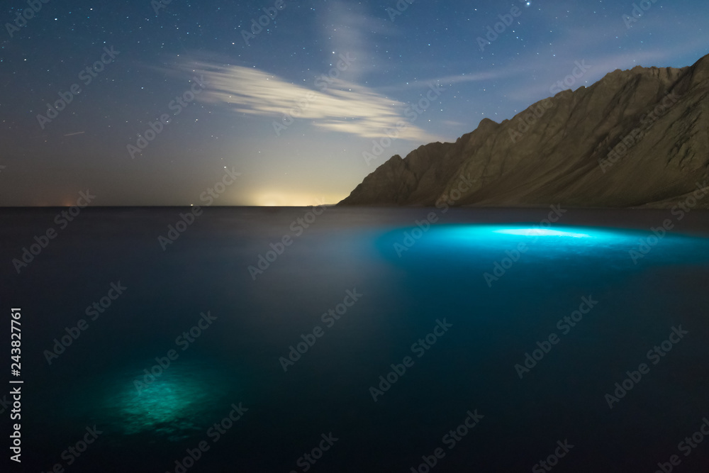 Landscape with sea, mountains and stars Landscape with sea, mountains and stars