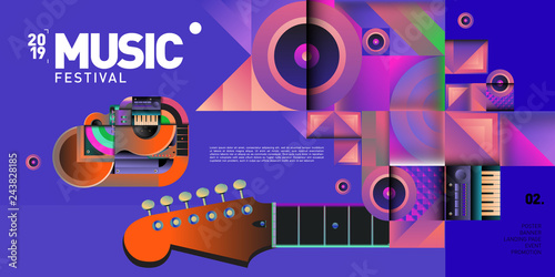 Vector Colorful Music Festival for Event Banner and Poster. Colorful Geometric Abstract Background Template in Eps10.