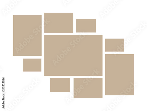 Vector frame for photos and pictures, photo collage, photo puzzle. Templates collage frames for photo or illustration. Vector mood board branding presentation. Isolated on white background.