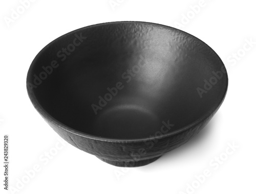 empty black round bowl isolated on a white background