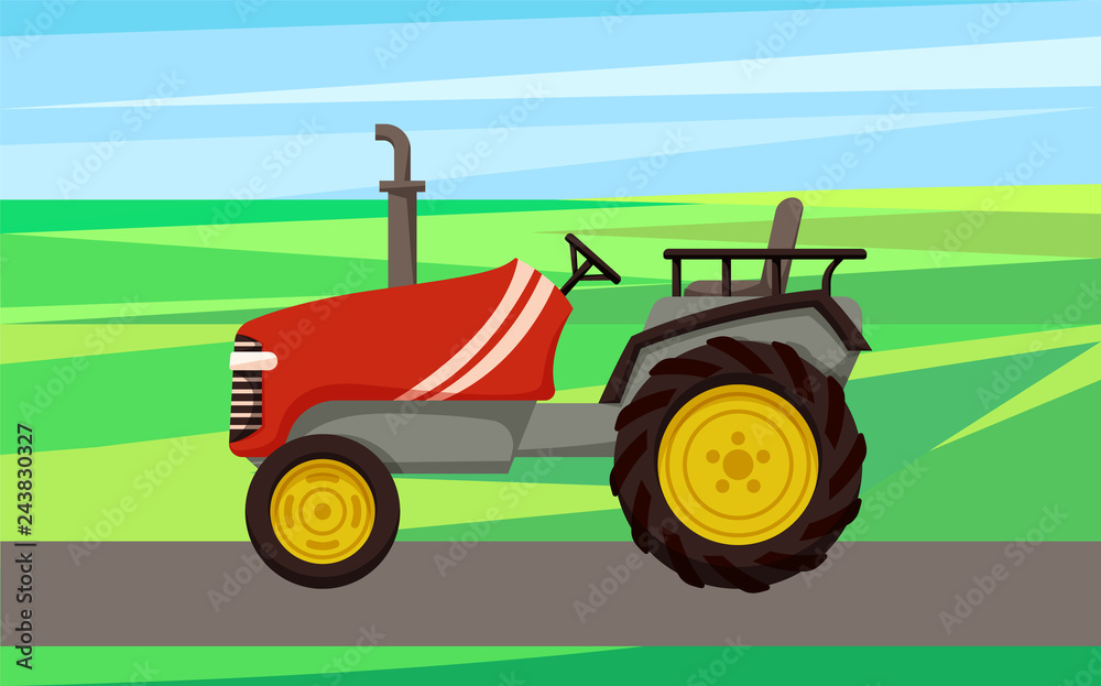 Obraz premium Tractor Agrimotor Machine Vector Illustration