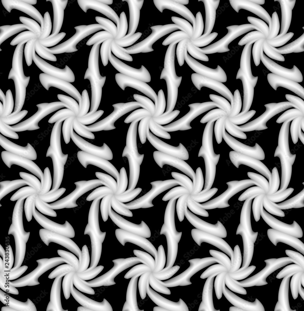 3D seamless  white and black monochrome pattern