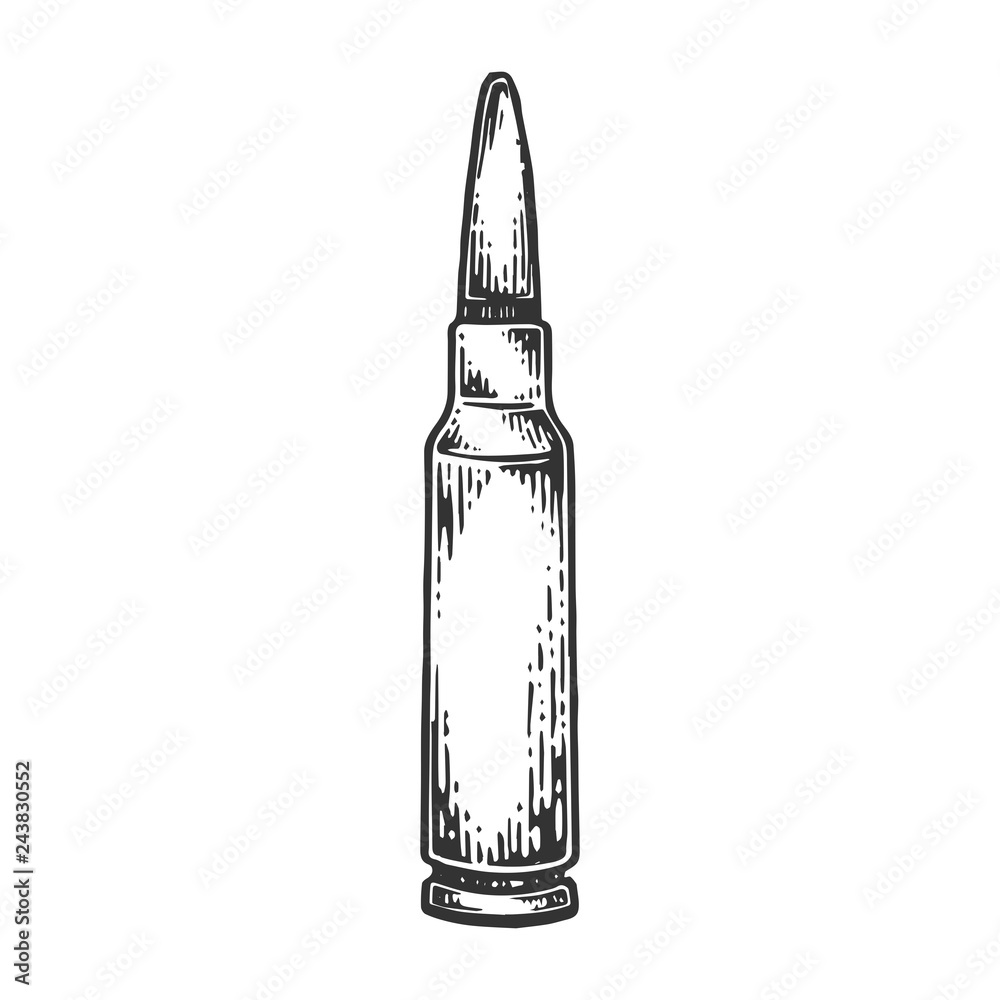 Firearms cartridge for automatic rifle machine gun engraving vector ...