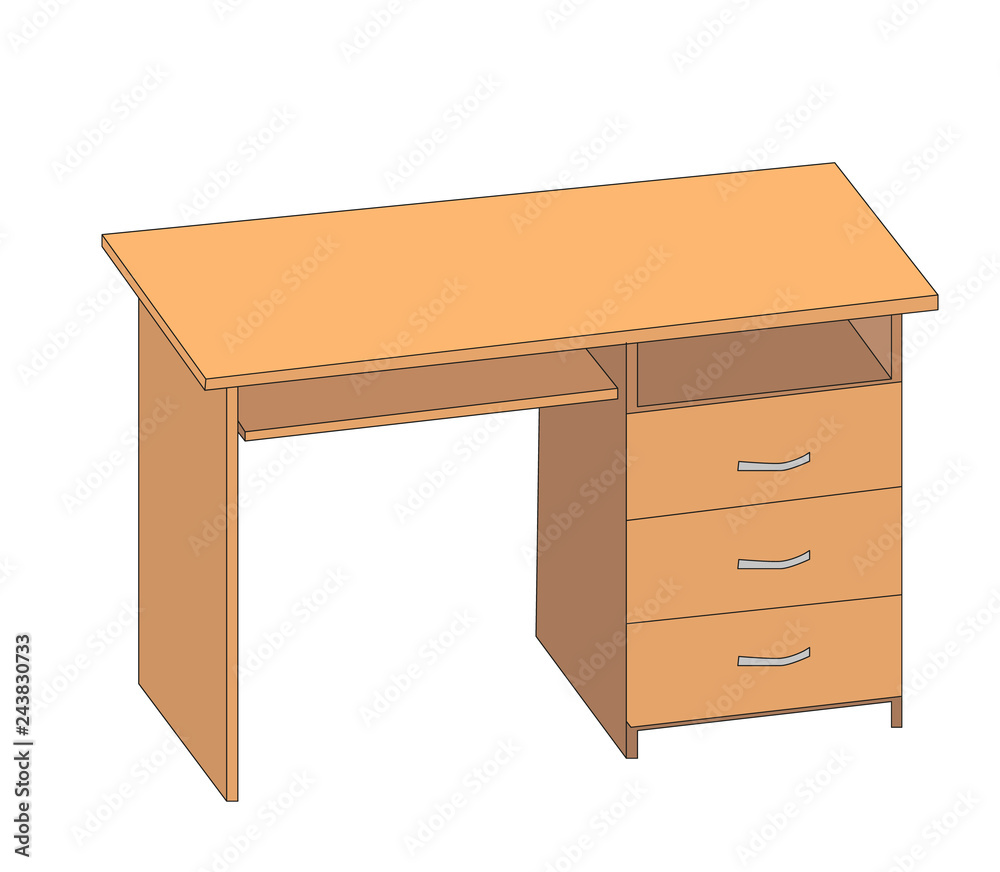vector, isolated computer desk, on white background vector, isolated computer desk, on white background