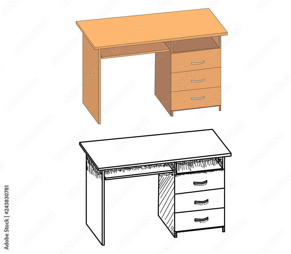 Room computer table chair and window Royalty Free Vector