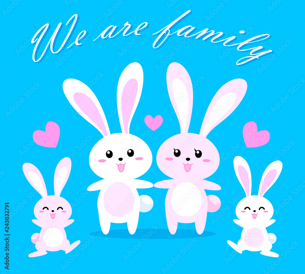 rabbits with happy family. rabbits with happy family.