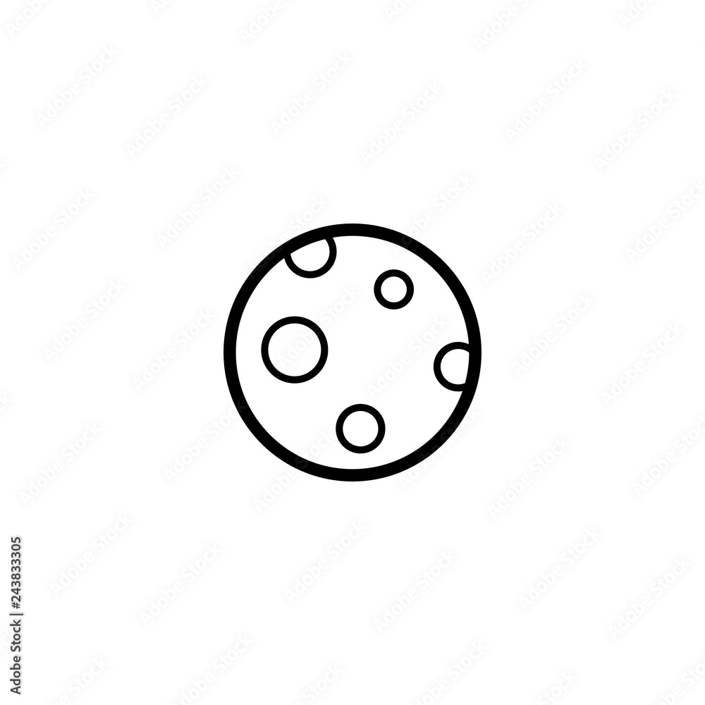 Full moon outline icon. Clipart image isolated on white background