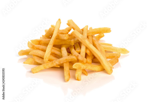 pile of french fries on a white background