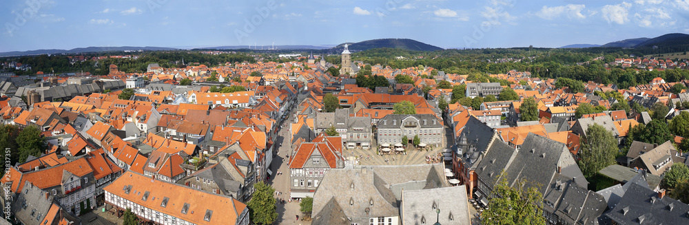 panoramic view of historic town Goslar in Germany