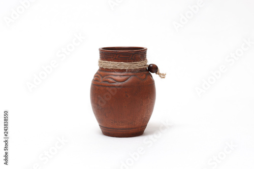 Greek vase, clay vase, clay product, flower vase isolated on a white background