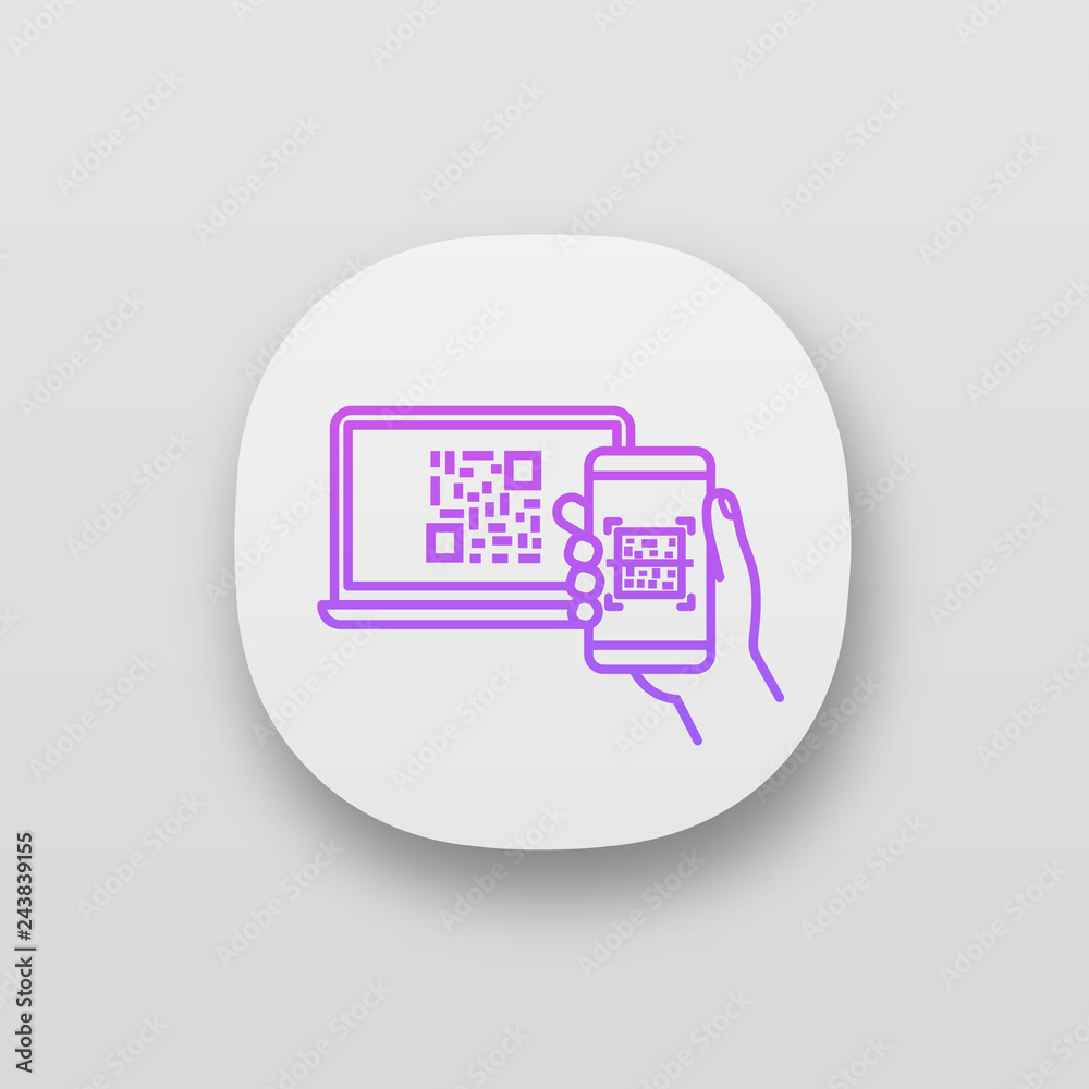 QR code scanning smartphone app icon QR code scanning smartphone app icon