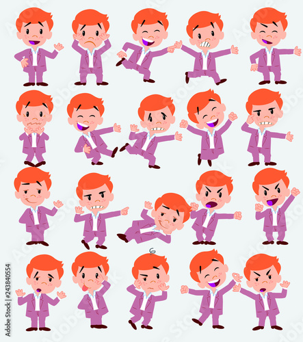 Cartoon character businessman in casual style. Set with different postures, attitudes and poses, doing different activities in isolated vector illustrations. © David