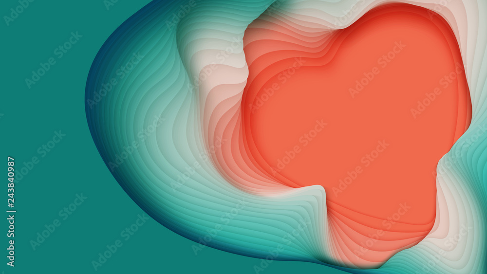 Vector 3D abstract background with paper cut heart shape. Colorful ...