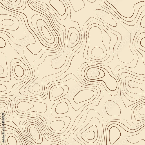 Topographic map. Actual topographic map. Seamless design, divine tileable isolines pattern. Vector illustration. photo