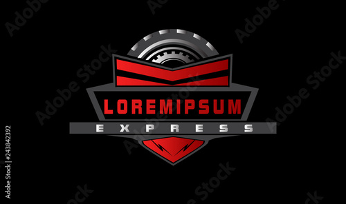 automotive logo design with tire symbol