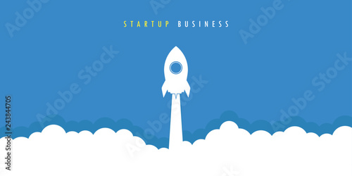 rocket launch startup business concept vector illustration EPS10
