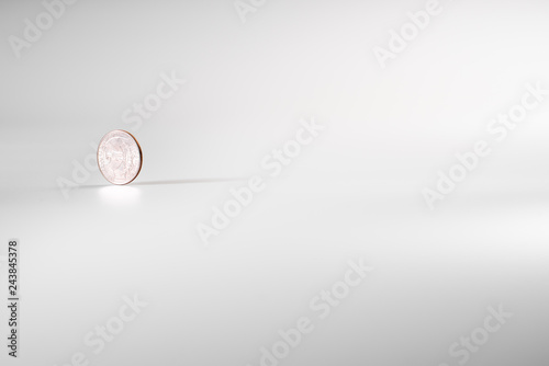 Tableau sur toile Dollar coin rotating on white background, concept of American economy