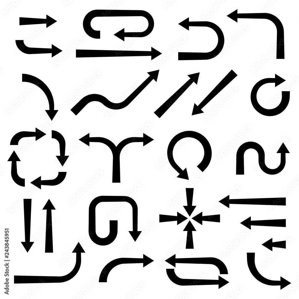 Black arrows. Set of flat icons Black arrows. Set of flat icons