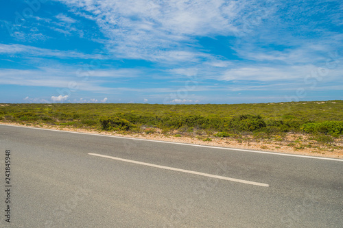 Road on a summer day with blue sky. © alexandre zveiger