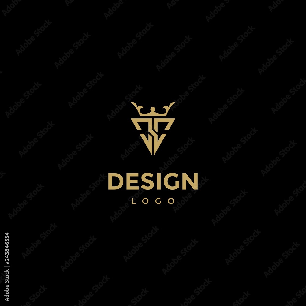 Vector logo design, triangle icon and crown, initials c c Vector logo design, triangle icon and crown, initials c c