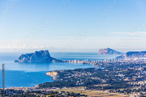 Panoramic view of Ifach Rock Natural Park or 