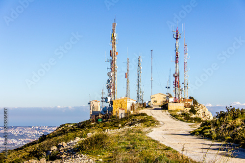 Telecommunication antennas in the Cumbre del Sol mountain, also known as 