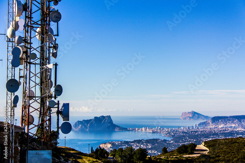 Telecommunication antennas in the Cumbre del Sol mountain, also known as 