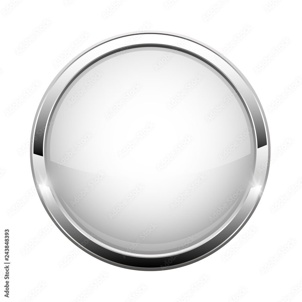 White glass button. Shiny round 3d web icon White glass button. Shiny round 3d web icon