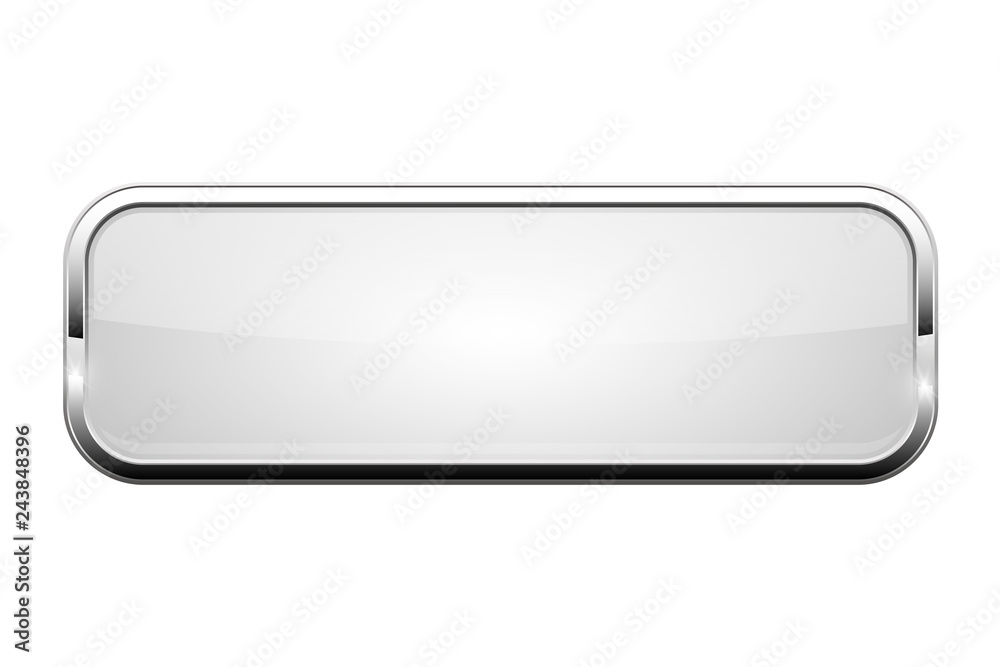 White glass button. Shiny rectangle 3d web icon White glass button. Shiny rectangle 3d web icon