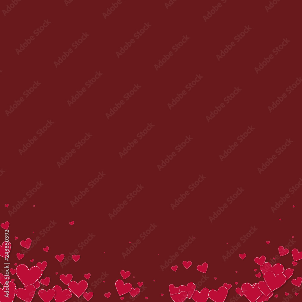 Red heart love confettis. Valentine's day gradient