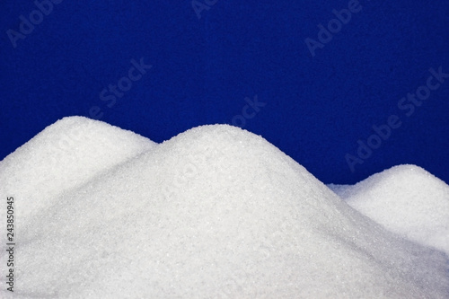white sugar mountains, blue background