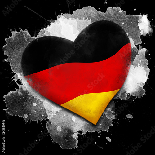 Flag of Germany. Watercolor on black background