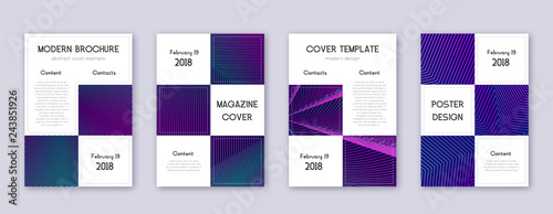 Business brochure design template set. Neon abstra