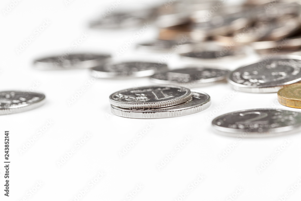 Stack of coins on the table
