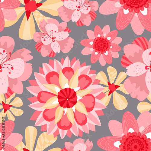 Bright floral seamless pattern