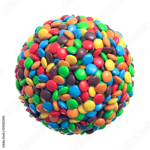 Bilde på lerret Colorful coated chocolate candies in the shape of a sphere