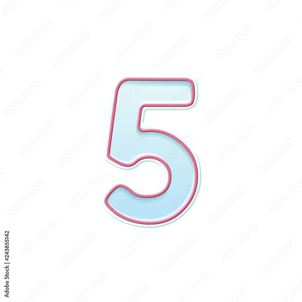 Candle number five. 5 symbol. Cartoon realistic vector candle number for Birthday cakes Candle number five. 5 symbol. Cartoon realistic vector candle number for Birthday cakes