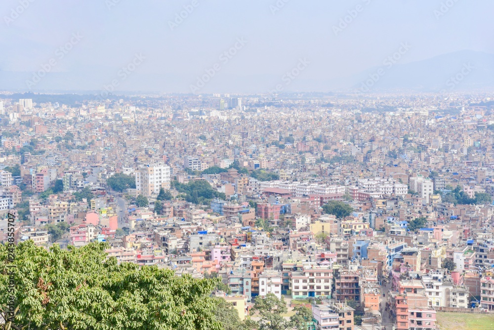 Kathmandu City View from Swayambhunath Pagoda in Kathmandu Valley