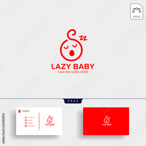 Lazy baby, lazy child creative logo template with business card