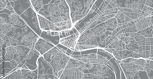 Urban vector city map of Pittsburgh, Pennsylvania, United States of America