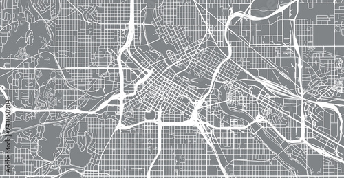 Urban vector city map of Minneapolis, Minnesota, United States of America