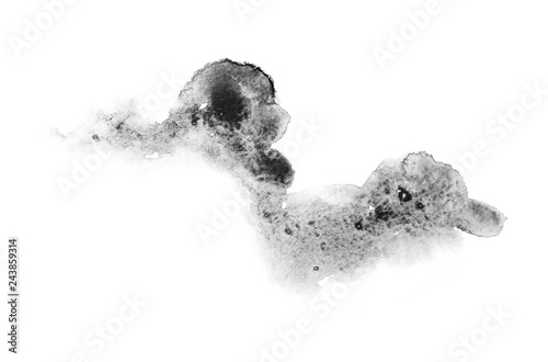 Fototapeta Naklejka Na Ścianę i Meble -  watercolor black and gray, grey texture splash isolated on white background, for text, banner, card, invitation, design for tag and label, logo, brand