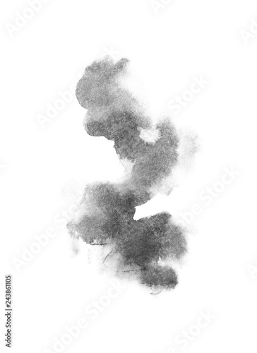 watercolor black and gray, grey texture splash isolated on white background, for text, banner, card, invitation, design for tag and label, logo, brand
