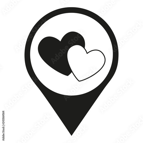Black and white heart couple map pointer