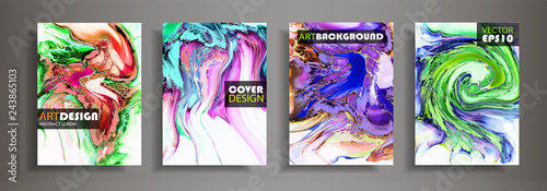 Modern design A4.Abstract marble texture of colored bright liquid paints.Splash neon trends paints.Used design presentations, print,flyer,business cards,invitations, calendars,sites, packaging,cover.