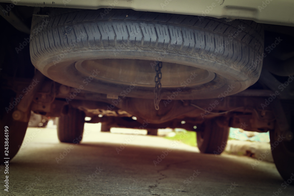Fototapeta premium tire spare wheel of vehicle car transportation