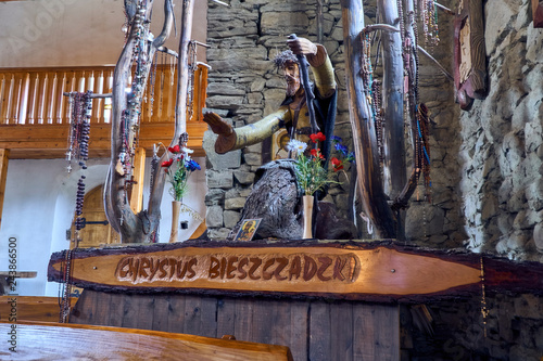 Fototapeta Naklejka Na Ścianę i Meble -  LOPIENKA, POLAND - NOVEMBER 03, 2018: Interior of orthodox church of St. Martyrs of Paraskevia in Lopienie - a Greek Catholic church, erected in the village of Lopienka
